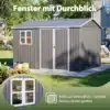 Metallist aiakuur tööriistadele 311 × 240 cm akna ja ventilatsiooniavadega | E-pood Tootemaailm Hall halliukse ja aknaga aiamaja, metallist viilkatusega kuur aias