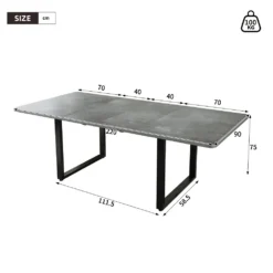 Laiendatav söögilaud mõõtudega 220 × 90 × 75 cm, kandevõime 100 kg