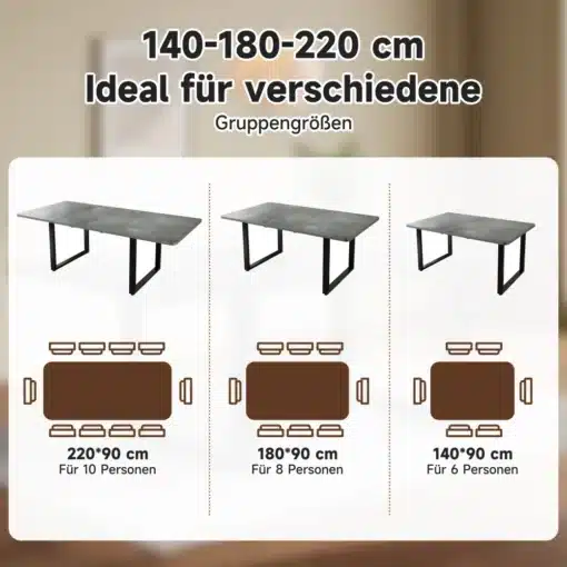 Söögilaud kolmes suuruses 220x90, 180x90 ja 140x90 cm, sobib 6–10 inimesele