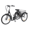 Kolmerattaline elektrijalgratas AMLADCYKLER Tricycle | E-pood Tootemaailm Must kolme rattaga jalgratas esitava korviga valgel taustal