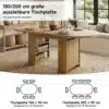 Puidust pikendatav söögilaud mõõtudega 150/200 x 90 cm, sobib 6–8 inimesele