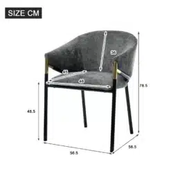 Hall tool mõõtudega kangaga tool mustade metalljalgadega, istme laius 48 cm ja kõrgus 78,5 cm