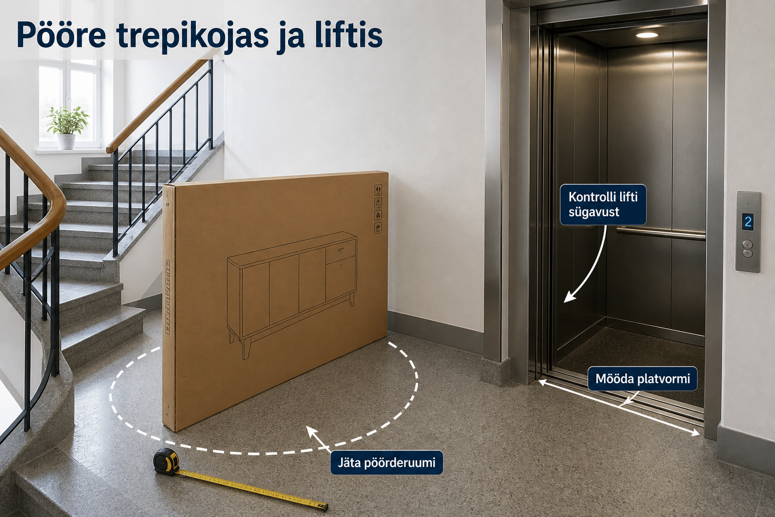 Enne mööbli tellimist: ukseava, trepikoda ja lift – praktiline näide