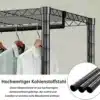 Reguleeritav riidestange 8 riiuli ja 5 riputustoruga | E-pood Tootemaailm Mustast terasest rõivariiul riidepuudega, näidatud kõrge tugevusega konstruktsioon