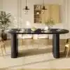 Pikendatav ovaalne söögilaud 120–160 cm | E-pood Tootemaailm Kaasaegne must ovaalne söögilaud ribadega jalgadel ja kaetud söögilaud minimalistlikus interjööris