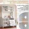Köögikapp pistikupesade ja USB-laadimispesadega | E-pood Tootemaailm Valge köögikapp reguleeritavate riiulitega, avatud ja suletud hoiuruumiga