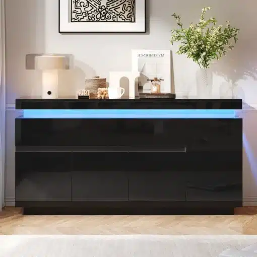LED-valgustusega elutoa kapp 2 sahtli ja 4 uksega | E-pood Tootemaailm LED-valgustusega elutoa kapp 2 sahtli ja 4 uksega