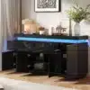 LED-valgustusega elutoa kapp 2 sahtli ja 4 uksega | E-pood Tootemaailm LED-valgustusega elutoa kapp 2 sahtli ja 4 uksega