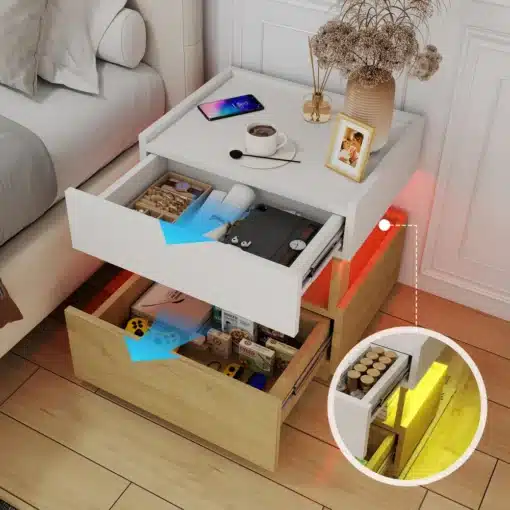 Öökapp kahe sahtli ja avatud hoiuriiuliga | E-pood Tootemaailm Öökapp kahe sahtli ja avatud hoiuriiuliga