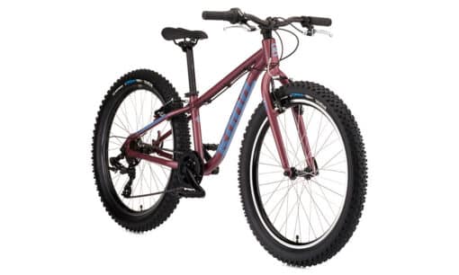 Laste jalgratas 24-tolline punane 7 käiguga | E-pood Tootemaailm Lilla raamiga fatbike paksude rehvide, lenksu, sadula ja käiguosadega
