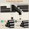 Avatud riidekapp riputustorude ja hoiuriiulitega | E-pood Tootemaailm Mustad terastorud ühendusdetailidega; võrdlus näitab 16 mm toru ja teiste 13 mm toru