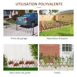 Kokkupandav metallist aiapiire eri kasutusviisidega: garaažiava, ruumijagaja, aiakaunistus ja trelliselement