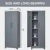 Lukustatav metallist koristustarvikute hoiukapp riidepuutoruga | E-pood Tootemaailm Hall halli metallist riidekapp kahe ukse ja nelja riiuliga, mõõtmetega 65 x 23,62 x 15,75 tolli
