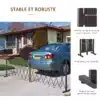 Kokkutõmmatav aiavärav ratastega kuni 405 cm | E-pood Tootemaailm Mobiilne metallist tõkkepuu laiendatud jalgade ja kaitsejalustega hoovi või sissesõidu piiramiseks