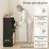 Kahe kallutatava sahtliga kingakapp avatud küljeriiulitega | E-pood Tootemaailm Must kingakapp mõõtudega 26 cm, avatava uksega, naine paneb jalanõusid sisse