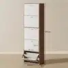 Kingakapp 5 kallutatava sahtliga 30 paarile jalatsitele | E-pood Tootemaailm Pruuni korpusega valge nelja kallutatava uksega jalatsikapp, mõõdud 189 x 60 x 28 cm