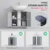 Vabalt seisev vannitoa valamukapp kahe ukse ja riiulitega | E-pood Tootemaailm Valamukapp sobiva valamu paigaldusega, mõõtmed 22 cm ja 18,5 cm märgitud
