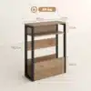 Kitsas sahtli ja riiulitega abilauake diivani kõrvale | E-pood Tootemaailm Musta metallraamiga ja puidutooniga kitsas riiul, mõõtudega 46 x 18 x 58,5 cm ning kandevõimega 40 kg