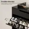 Jalatsikapp 2 klappsahtli ja sahtliga | E-pood Tootemaailm Must kingariiul reguleeritava 2-tasemelise riiuliga, avatud sahtliga jalanõude hoiustamiseks.