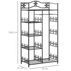 Must metallist riidekapp 84 x 42 x 158,5 cm, mitme riiuli ja riputusalaga