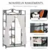 Riidekapp kardinate, riputustoru ja riiulitega | E-pood Tootemaailm Metallist riidekapp nelja riiuli, ülemise riiuli ja riidepuutoruga, valge kardinaga