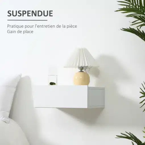 Seinale kinnitatavad öökapid sahtliga, 2 tk | E-pood Tootemaailm Valge seinale kinnitatav ripptahvel, millel on lamp ja klaas, minimalistlikus magamistoas