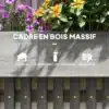 Vertikaalne puidust seinale kinnitatav taimekast kolme potiga | E-pood Tootemaailm Puidust lillekast värviliste õitega, peal tekst ja ikoonid looduslik, värvitud ja vastupidav
