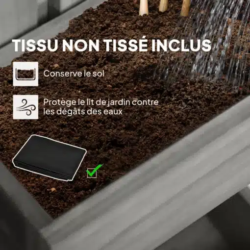 Vertikaalne puidust seinale kinnitatav taimekast kolme potiga | E-pood Tootemaailm Juurtega täidetud aiapeenar kastmisel, kaitsekangaga kaetud peenraserv ja hall peenrakast