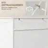 Kingakapp kahe liistukse ja sahtliga | E-pood Tootemaailm Antiväändekinnituskapid valge mööbli külge paigaldatuna, turvalisuse sümboliga illustratsioon.
