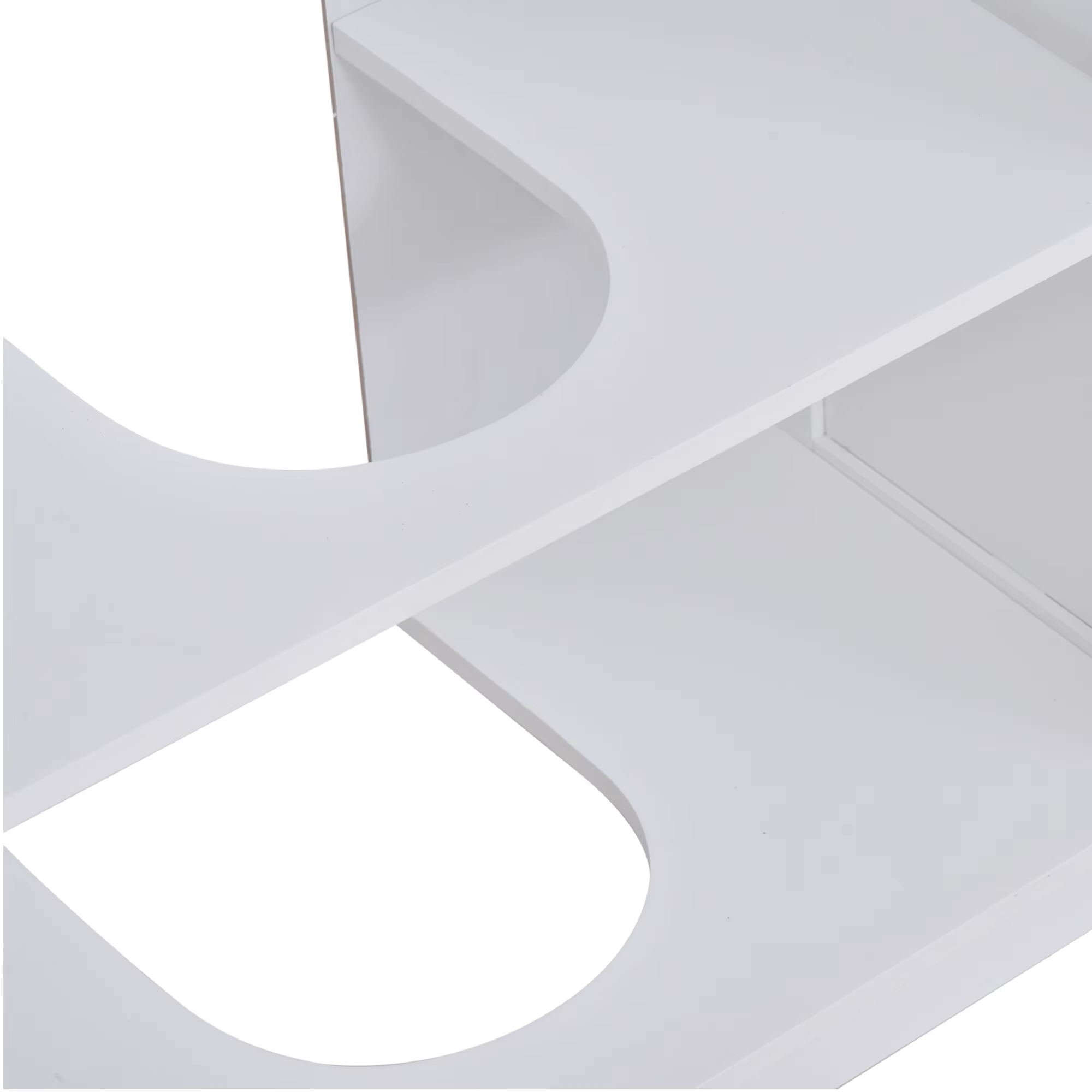 Valge minimalistlik geomeetriline pind ümarate väljalõigetega detailvaates
