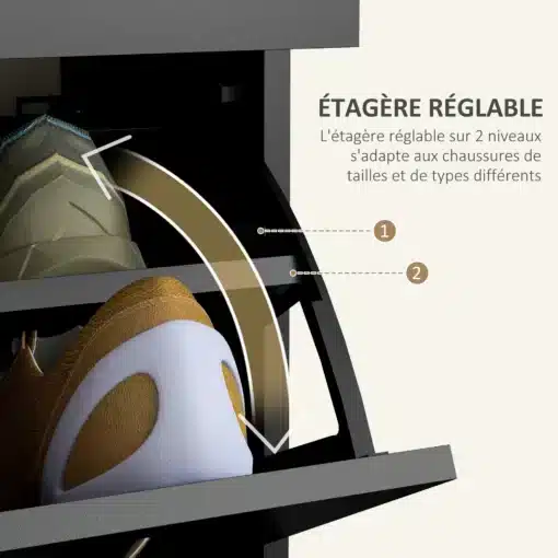 Kingakapp 2 sahtli ja 2 kallutatava uksega | E-pood Tootemaailm Reguleeritava 2 tasandiga kingariiul erinevate jalatsite jaoks