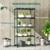 Viiekorruseline metallist taimeriiul 67 x 49 x 138 cm | E-pood Tootemaailm Mitmekorruseline metallist riiul pottide ja taimede jaoks, musta ja türkiissinise raamiga.