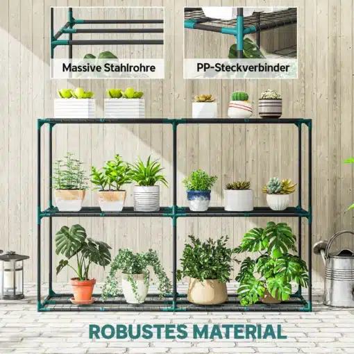 Kolmetasandiline taimeriiul lillepottidele | E-pood Tootemaailm Tugev metallist taimelava või riiul roheliste toataimedega, robusete materjalidega