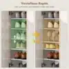 Kõrge jalanõukapp 6 riiuli ja pehme sulgumisega | E-pood Tootemaailm Reguleeritavad kingariiuli riiulid erineva suurusega jalanõudele, näidatud 3,2 cm vahega