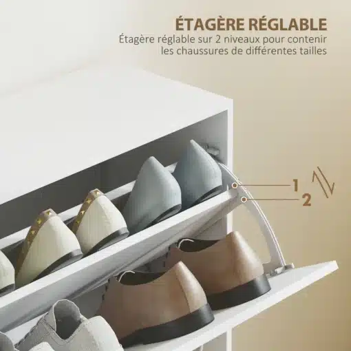 Jalatsikapp 4 klappuksega 120 × 24 × 81 cm | E-pood Tootemaailm Reguleeritav 2-tasandiline kingariiul erineva suurusega jalanõude hoidmiseks