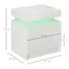 LED-valgustusega öökapp kahe sahtliga | E-pood Tootemaailm Valge öökapp mõõtudega 45 x 35 x 52 cm, sahtliga ja pealisehitatud ülaosaga