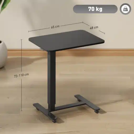 Kõrgusreguleeritav ratastega sülearvutilaud 73–110 cm | E-pood Tootemaailm Must reguleeritava kõrgusega väike lauaramat 65 x 48 cm, kõrgus 73–110 cm ja kandevõime 70 kg