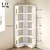 Nurgariiul raamatutele ja dekoratsioonidele 5 tasapinnaga | E-pood Tootemaailm Valge nurgariiul, mõõdud 60 x 60 x 165,5 cm, kandevõime 50 kg