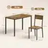 5-osaline söögilauakomplekt 4 tooliga väikesele ruumile | E-pood Tootemaailm Laud 108x60 cm ja tool 40x38,5 cm, laud 76 cm ja tool 87,5 cm, koormus 20 kg ja 120 kg