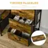 Kitsas sahtlite ja riiulitega hoiukapp 44 x 29 x 92 cm | E-pood Tootemaailm Kolme puidumustrilise esipaneeliga kokkupandava sahtliga must metallist hoiukapp