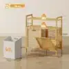 Pesukorviga vannitoakapp kahe riiuliga | E-pood Tootemaailm Bambusest pesukorviga riiul, 41 l kangaskorv, mõõtmed 82 × 33 × 88 cm ja kandevõime 26 kg