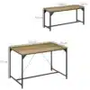 Söögilaud kahe pingiga neljale inimesele | E-pood Tootemaailm Kahe puitplaadi ja musta metallraamiga laua mõõtude joonis: 100 × 30 × 45 cm ning 120 × 70 × 75 cm