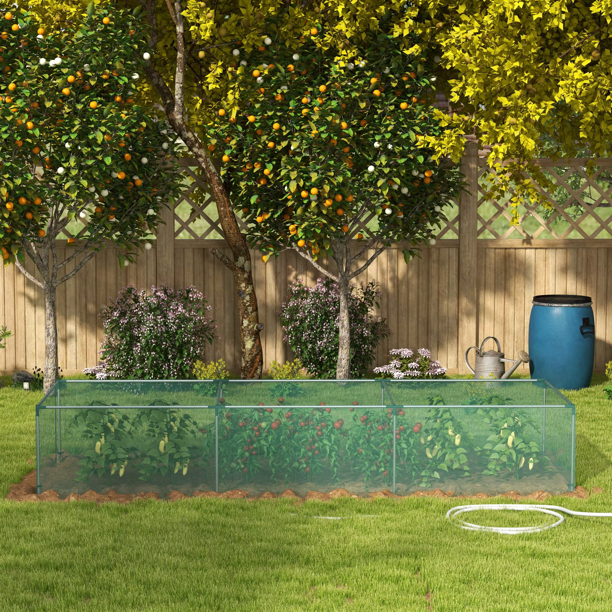 Putukavõrguga madal kasvuhoone peenrale 125 × 373 × 62,5 cm