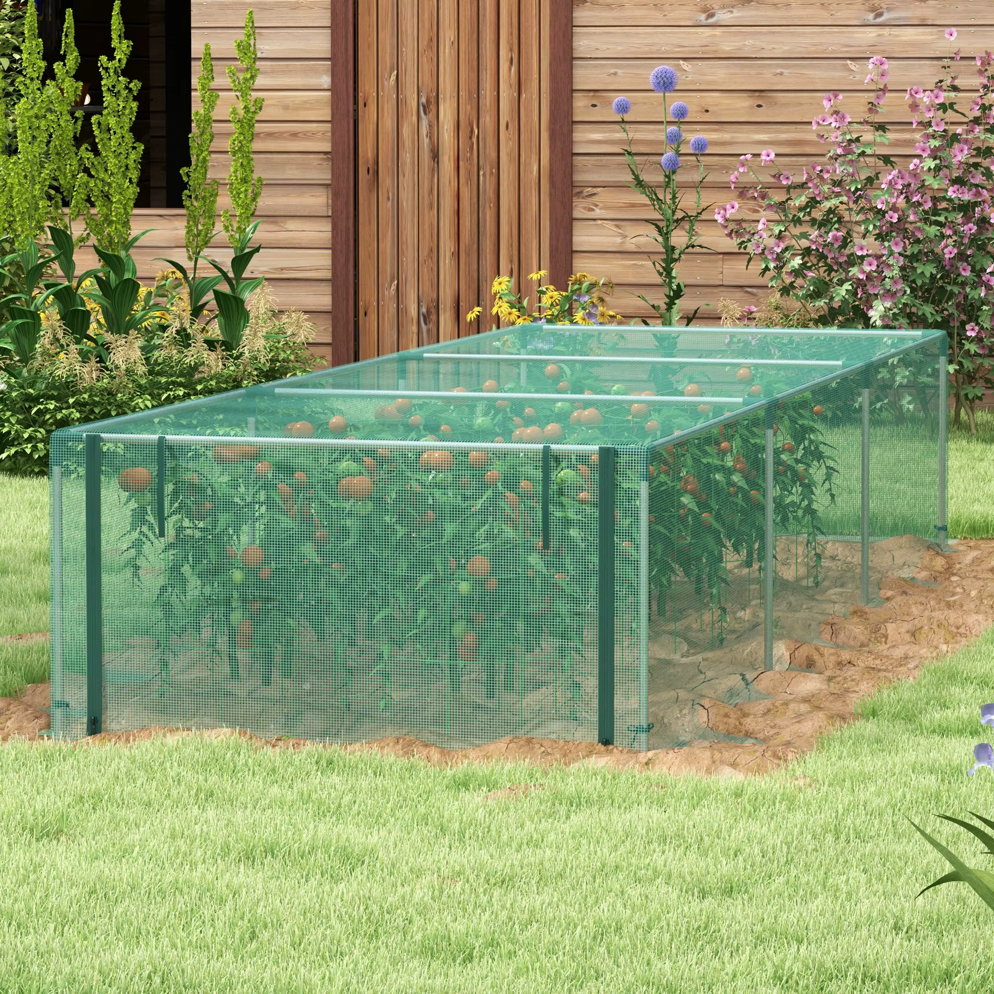 Putukavõrguga madal kasvuhoone peenrale 125 × 373 × 62,5 cm