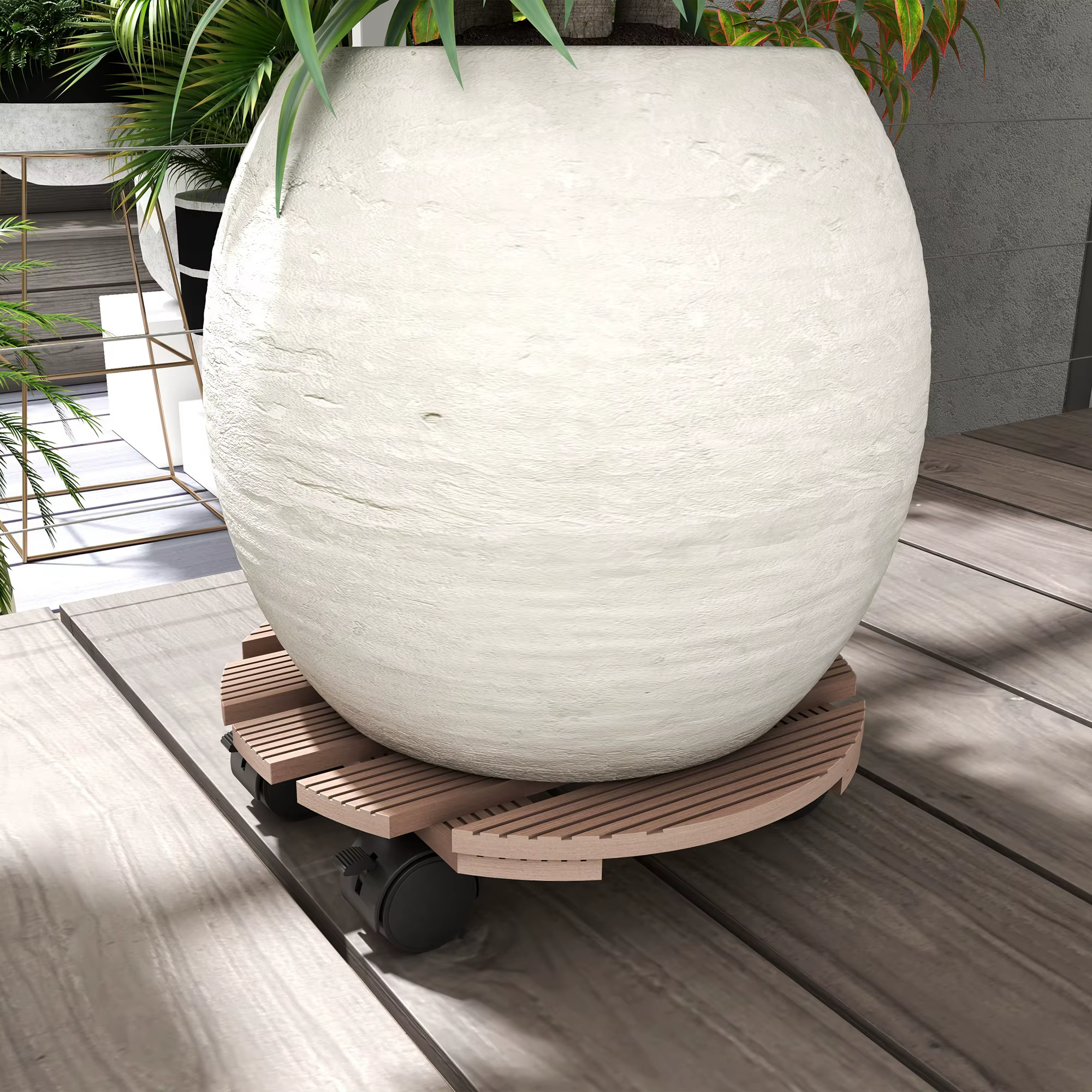 Ratastega lillepotialused piduritega 4 tk 30 cm
