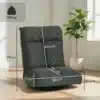 Pöörlev reguleeritava seljatoega põrandatool | E-pood Tootemaailm Tumehall põrandatool, mõõtudega 79 × 58 × 64 cm ja kandevõimega 120 kg