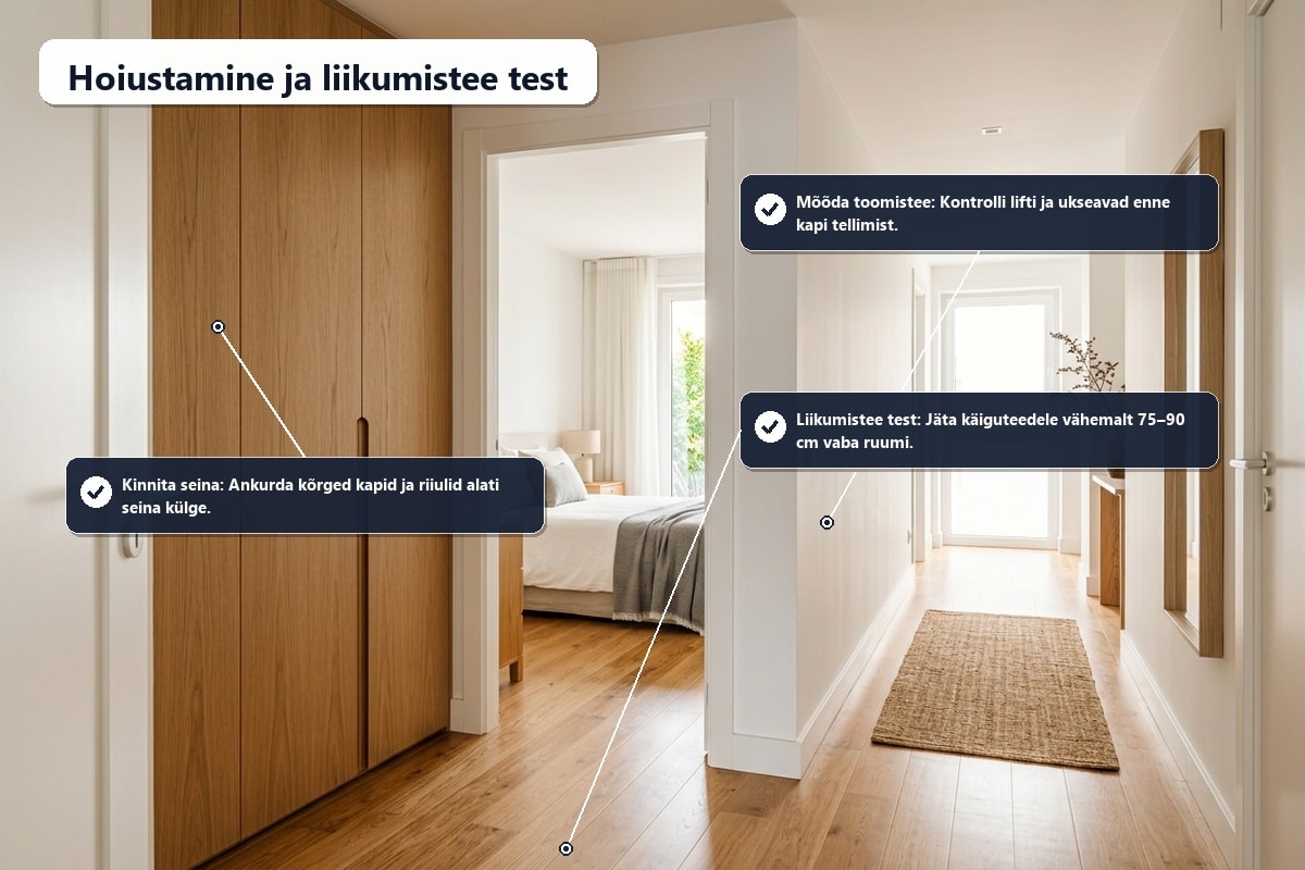 Riidekapp ja selge liikumistee esimeses korteris