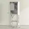 Valge WC kohal asuv hoiukapp lükandukse ja riiulitega | E-pood Tootemaailm Valge vannitoakapp liugukse, avatud riiulite ja mõõtudega 172 x 67 x 25 cm