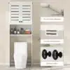 WC-kohale paigaldatav vannitoakapp ribustega ustega | E-pood Tootemaailm Valge WC-kapp riiuli, kahe ukse, mustade nuppude ja ümberkukkumisvastase kinnitusega