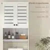 WC-kohale paigaldatav vannitoakapp ribustega ustega | E-pood Tootemaailm Valged horisontaalsete avadega kapiuksed vannitoa riiulil